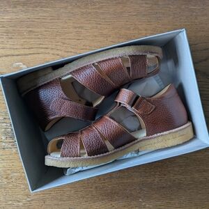 Angulus Kids Leather Fisherman Sandals - Cognac